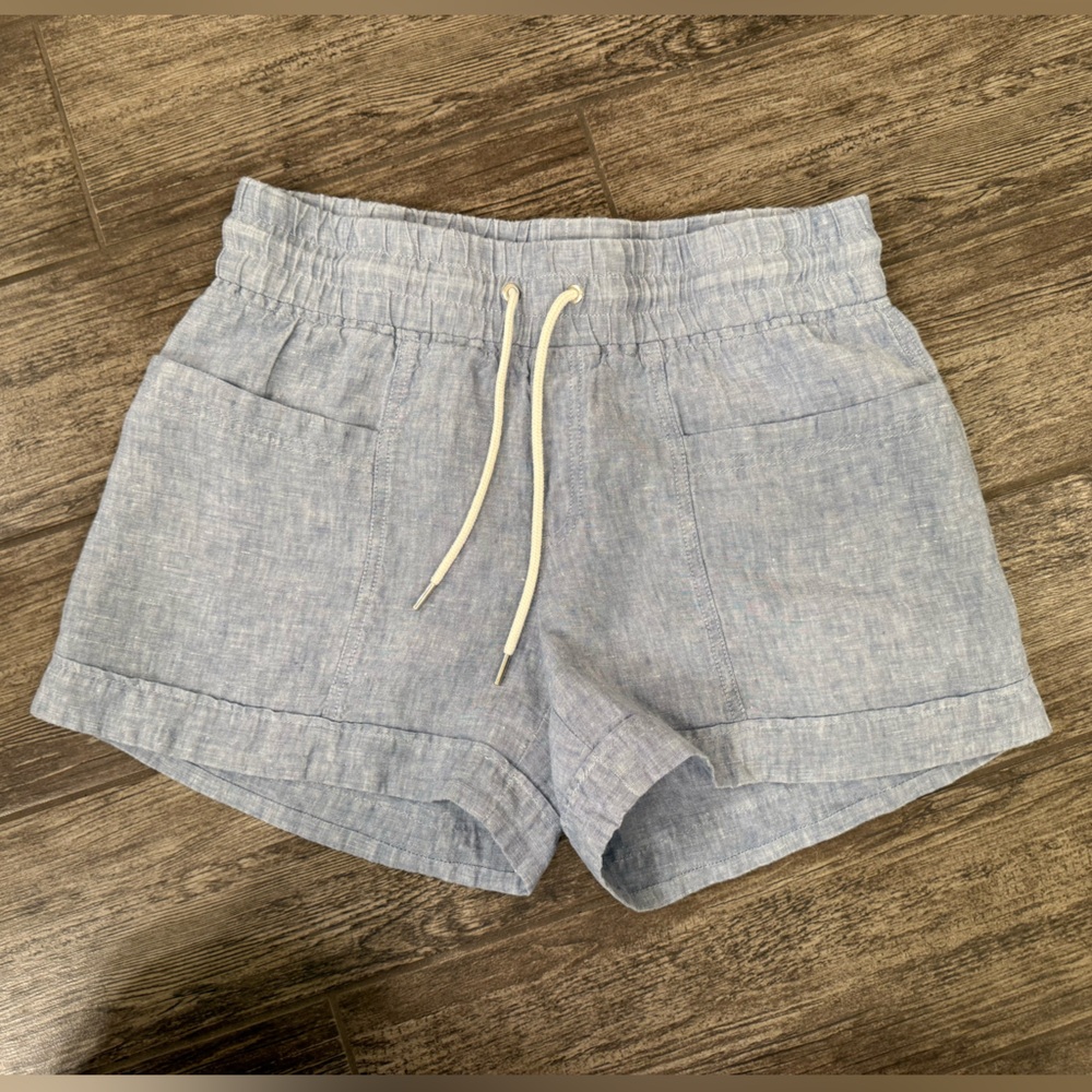 Athleta Light Blue Cabo Linen 4" Shorts
